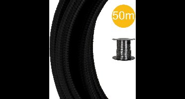 Bailey textielsnoer op rol 50 meter 2x0.75 mm2 - zwart (140317)