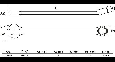 BGS Combisleutel extra lang SW 8 mm - 1228-8