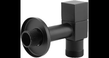 Allecto plus - Enkele Handgreep Wandkraan voor Buitentuinbadkamer - Zwarte Messing Koudwaterkraan - Vierkante Muurbevestiging - G3/4 Schroefdraad