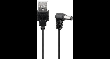 USB-A - DC plug haaks kabel | 5,5 x 2,1mm | max. 5V/3A (15W) | zwart | 1 meter