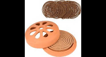 Citronella set - Terracotta houder - 20x navul spiralen - muggen werend