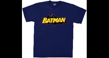 DC Comics Batman Heren Tshirt -L- Retro Logo Blauw