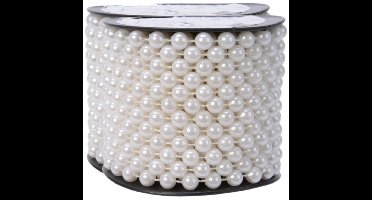 Decoris kralenslinger - 2x st- wit - 10 m x 0,8 cm - kunststof - kerstslinger