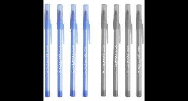 BIC Round Stic Classic 1,0 mm pennen: 4x blauw, 4x zwart (8 stuks)