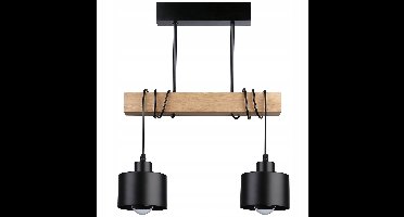 Loft Hanglamp Zwart Hout E27 LED - Stijlvolle Verlichting