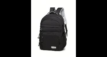 S&E Lichtgewicht Studenten Rugzak met Accessoire Hanger – Geschikt voor Middelbare School - zwart