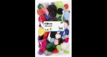 Pompons pastelkleuren gemengde maten 30 stuks