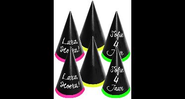 Folat Neon party feesthoedjes - 30x - beschrijfbaar met krijtjes - krijtbord hoedjes - personaliseerbaar - verjaardag