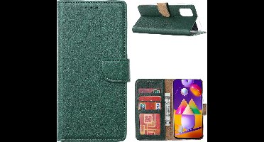 Hoesje Geschikt Voor Samsung Galaxy A42 5G hoesje bookcase Groen - Galaxy A42 wallet case portemonnee hoes cover