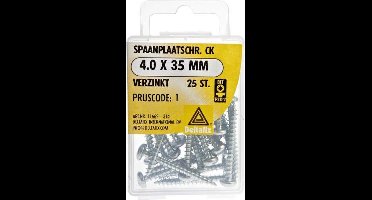 Hout schroef. 4.0x35mm. Lang. cilinderkop verzinkt 25 stuks spaanplaat schroeven.kruiskop-pzd-2.