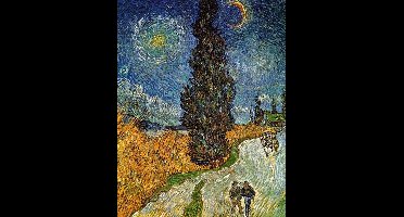 Kunstdruk Vincent Van Gogh - Landstrasse mit Zypresse und Stern 70x90cm