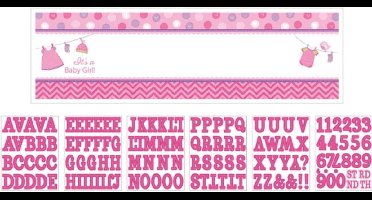 Geboorte Banner Meisje 165x50cm met plakletters voor geboortefeest of babyshower