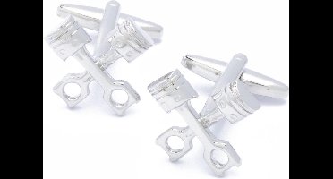 Manchetknopen - Twee Zuigers Motor Zilverkleurig