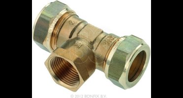 Bonfix messing knel T stuk verlopend binnendraad 12x1/2 x12mm gastec / kiwa