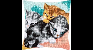 Vervaco - Kruissteekkussen kit - Snoezelige kit - tens - PN-0165781 - Borduren - Borduurpakket - Borduurpakket volwassenen - Borduurpakket kind