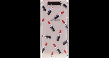 Shop4 - Geschikt voor Samsung Galaxy A80 Hoesje - Zachte Back Case Lipstick Transparant