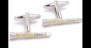 Manchetknopen - Klarinet Blaasmuziek Zilver en Goud