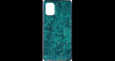 Shop4 - Geschikt voor Samsung Galaxy S20 Plus Hoesje - Zachte Back Case Marmer en Goud Flakes Groen