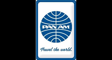 Pan Am Travel The World Metalen Bord - 20 x 30 cm