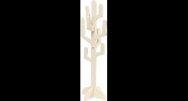 Houten cactus, H: 38 cm, B: 12 cm, dikte 8 mm, 1 stuk