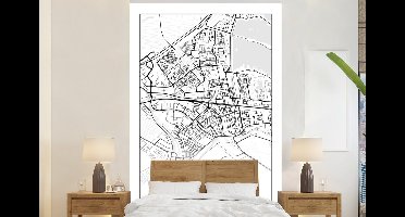 Behang - Fotobehang Kaart - Gouda - Zwart - Wit - Breedte 200 cm x hoogte 300 cm