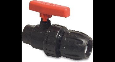 Mega Kogelkraan PP 20 mm x 1/2" knel x binnendraad 10bar zwart type Safe 501