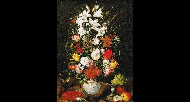 Kunstdruk Pieter D, J, Brueghel - Vaso ornato di fiori 60x80cm