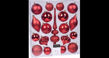 Kerst hangdeco set 19 stuks rood