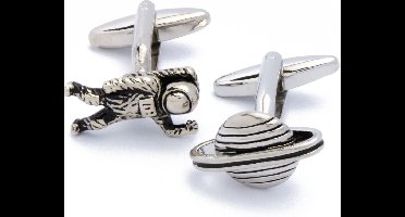 Manchetknopen - Astronaut en Planeet Zilverkleurig