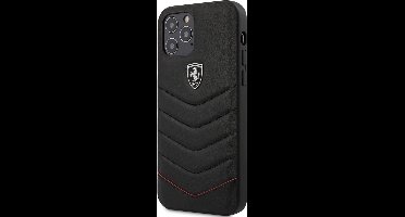iPhone 12 Pro Max Backcase hoesje - Ferrari - Effen Zwart - Leer