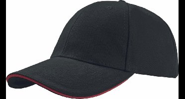 Atlantis Liberty Sandwich Heavy Brush Cotton 6 Panel Cap (Pack of 2) (Zwart/Rood)