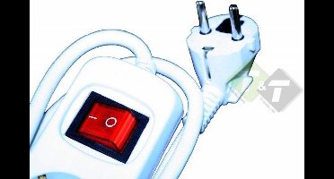 Stekkerdoos, 6 voudig, met schakelaar, 230 Volt, max 2500 Watt