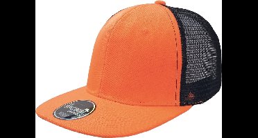 Atlantis Snap Mesh Flat Visor 6 Panel Trucker Cap (Oranje)