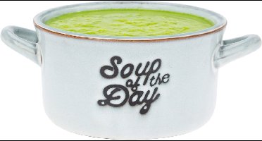 Excellent Houseware Soepkommen/serveer schaaltjes - 1x - porselein - 500ml - lichtblauw - met oor