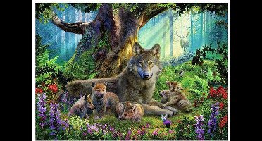Ravensburger puzzel Familie Wolf in het Bos - 1000 stukjes dieren.