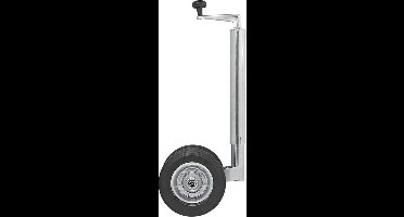 ProPlus Neuswiel voor Aanhanger Ø48 mm - Draagvermogen tot 150kg - Hoogte 55-77 cm - Dubbel Wiel - Steunwiel met Stalen Velg - Massief Rubberen Banden - Bandenmaat Ø200 x 50 mm