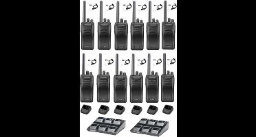 Set van 12 stuks Kenwood TK-3501 PMR446 met beveiliging oortje en 2 multiladers