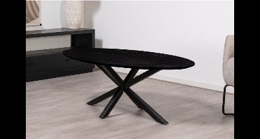 Salontafel Florence ovaal facetrand Gezandstraald 130x70 cm - Zwart