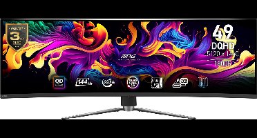 MSI MPG 491CQPDE QD-OLED computer monitor 124,5 cm (49") 5120 x 1440 Pixels DQHD Zwart