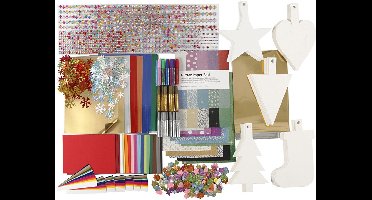 Kerst decoratie set, diverse kleuren, 1 set