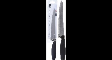 Excellent Houseware Gekarteld Broodmes 33 Cm Rvs/Zwart