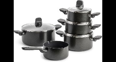 GreenPan Memphis 9-delige keramische anti-aanbak kookpannenset - inductie pannenset - inductie kookpan - 16,18,20 en 24cm - ovenbestendig tot 160°C - vaatwasserbestendig - koelgrepen - met deksels - PFAS-vrij