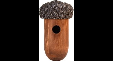 Houten vogelhuisje/nesthuisje eikel 25 cm - Vogelhuisjes tuindecoraties - Vogelnestje voor kleine tuinvogeltjes