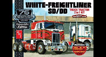 AMT Modelbouwpakket Vrachtwagens - 1046 White Freightliner 2-in-1 SD/DD Cabover Tractor Plastic - 1:25 - Modelbouw