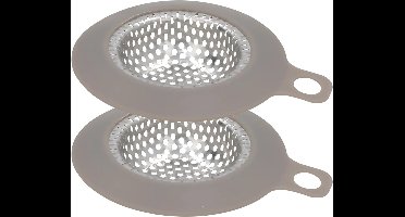 Gerimport gootsteen zeefje - 2x - 7 x 8 cm - zilver - metaal - wasbak - keukenaccessoires
