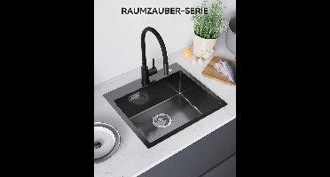 SOFETIY MAX spoelbakken 50 x 45 cm - RVS Geborstelde Wasbak - 1 Bak - Keukenwasbak voor Inbouw - of Bovenmontage