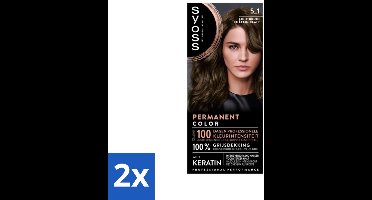 SYOSS - Permanent Coloration 5-1 - Haarverf - Permanente Haarkleuring - Lichtbruin - Grijsdekking - Voordeelverpakking - 2 stuks