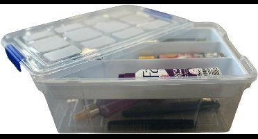 Plasticforte Beautycase opbergbox - 9L - 26 x 37 x 14 cm - met vakverdeling tray - wit - Make-up/sieraden/nagellak opbergen