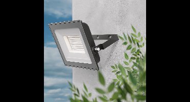 HOFTRONIC - Stratos LED Schijnwerper 50 Watt - 4270 Lumen - 6500K Daglicht wit licht breedstraler - Floodlight zwart - 2 jaar garantie - Veiligheidslamp - 15 cm kabel - IP65 Waterdichte Buitenlamp