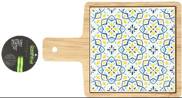 Serveerplank bamboe keramiek multicolor - stijlvolle hapjesplank keuken.
